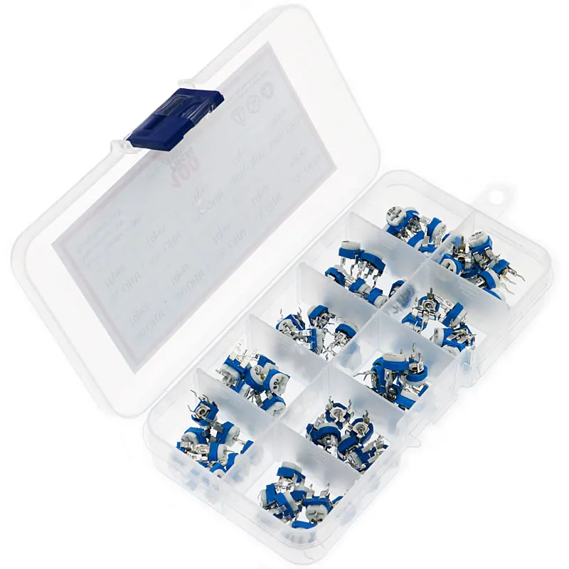100pcs 10value RM065 6MM Trimpot Potentiometer Assorted Kit set 100 200 500 1K 2K 5K 10K 20K 100K 500K