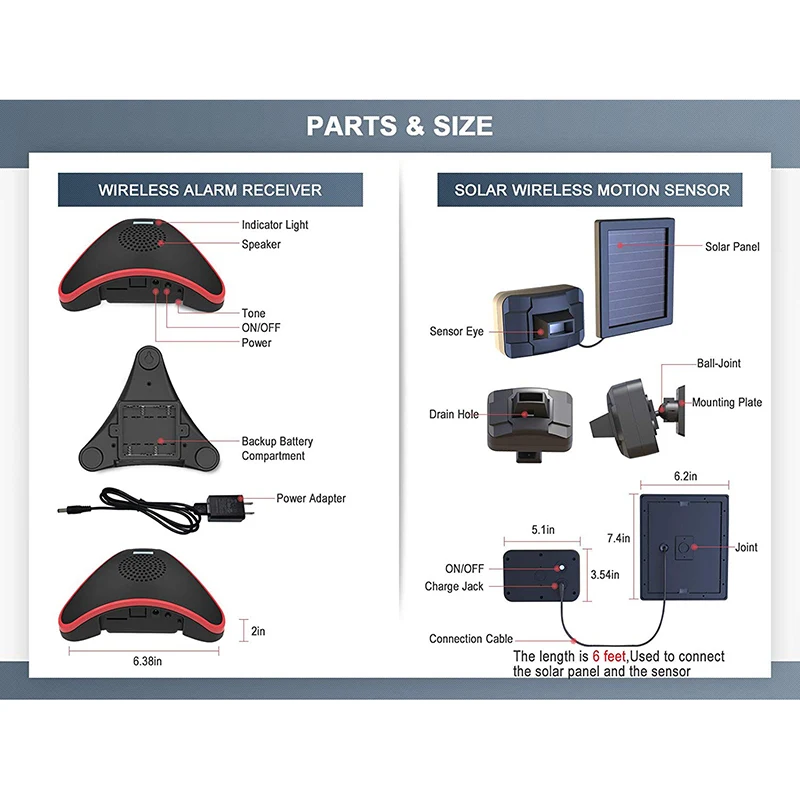 Солнечная сигнализация на входе системы-1/2 миля Дальний диапазон передачи-солнечные батареи не нужно заменять-наружное атмосферное движение