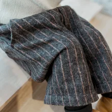 Новинка года; Сезон Зима; детская одежда в Корейском стиле; свободные брюки в полоску; шерстяные брюки в клетку