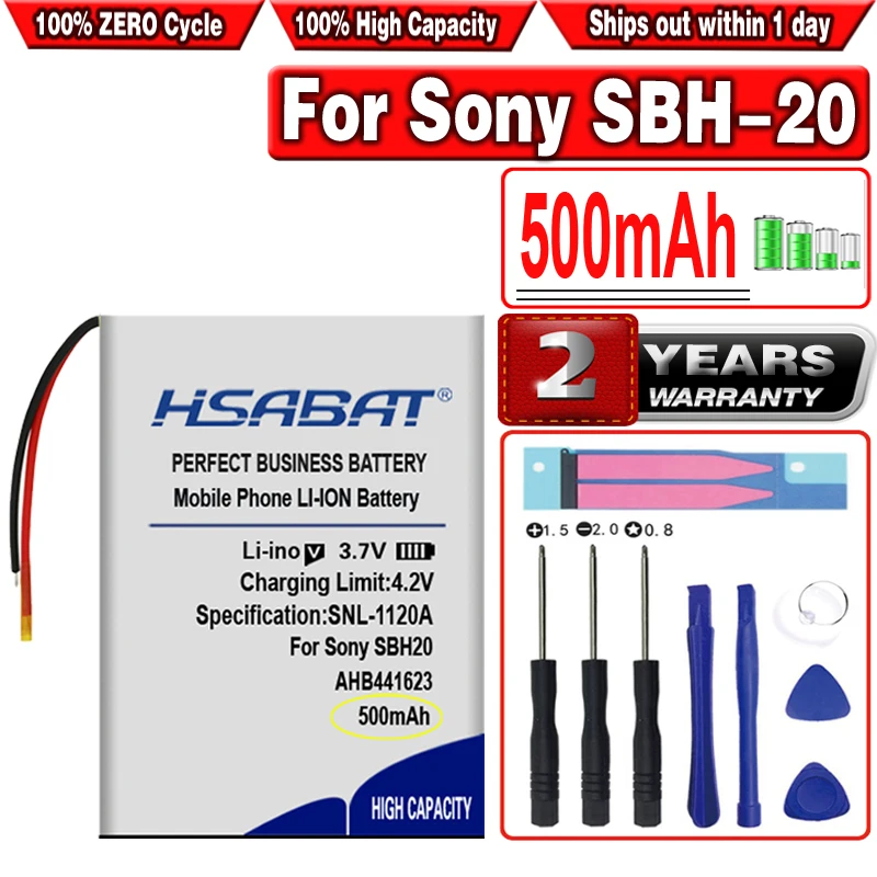 HSABAT 500 мА/ч 381424 AHB441623 Батарея для Sony SBH-20 SBH20 Беспроводной гарнитура | Электроника