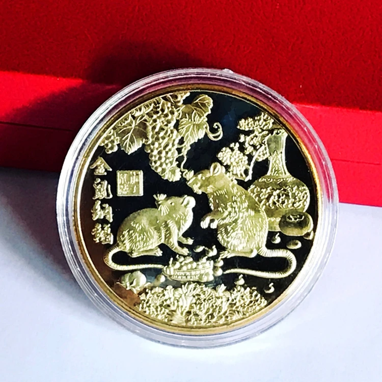 Год крысы памятная монета Китайский Зодиак сувенир вызов коллекционные монеты Искусство ремесло подарок