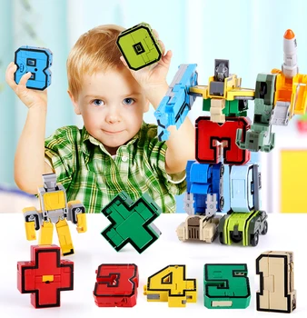 

10PC Number Deformation Robot Transformation Robot Assembling Building Blocks Educational Action Figure Toys for Children Gifts