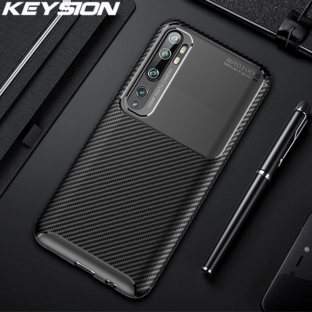 Чехол KEYSION для Xiaomi Mi Note 10 Pro 9 Lite силиконовый чехол из углеродного волокна задняя
