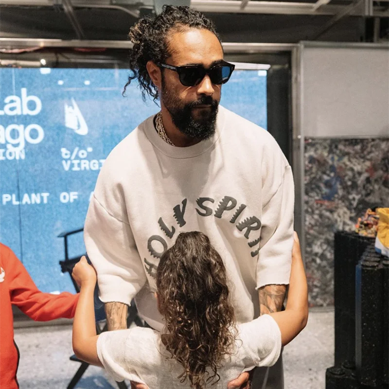 Kanye West Sundy Сервис Мужская футболка с коротким рукавом большого размера уличная Harajuku с круглым вырезом Мужская и женская верхняя одежда футболка