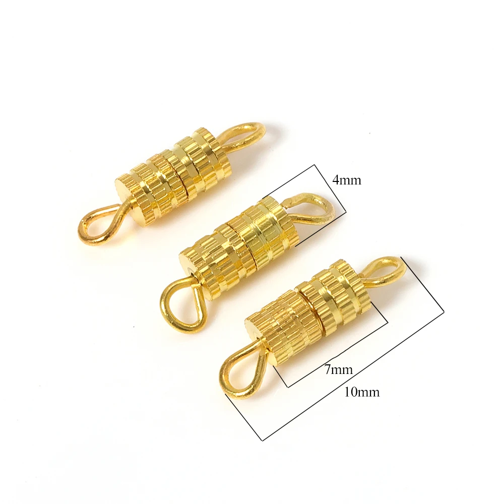 20pcs Screw Clasps for Bracelets Connectors Accessories Jewelry Making DIY Gold Silver Color Cylinder Fasteners Buckle Closed