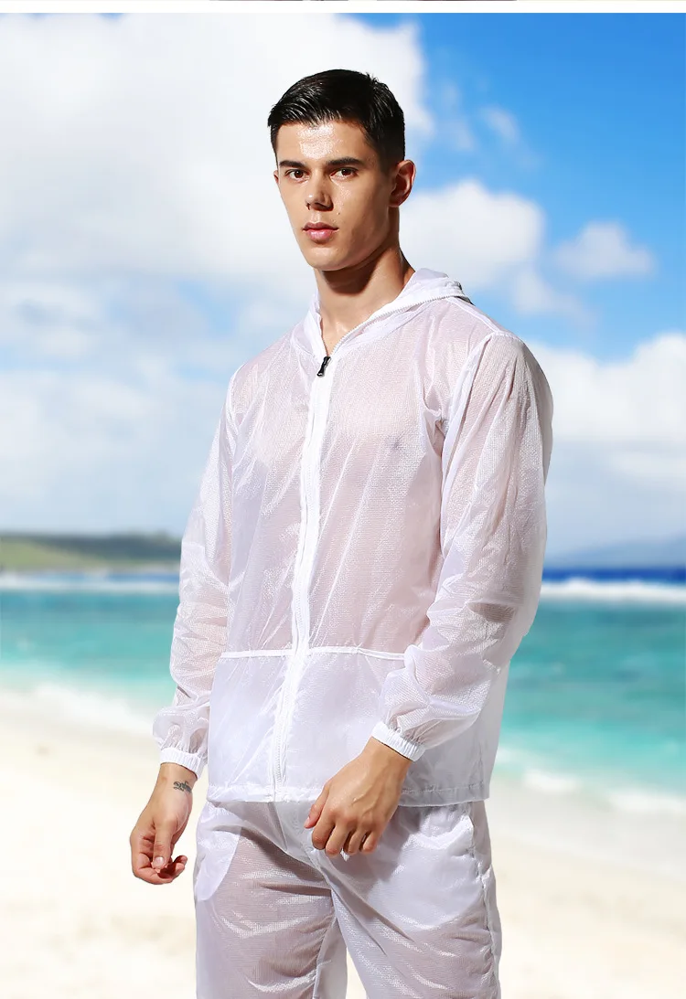Мужская новая водонепроницаемая куртка с закрытым капюшоном, однотонный мужской сексуальный плавательный жилет, свободные Гавайские Бермуды, сетчатые трусы