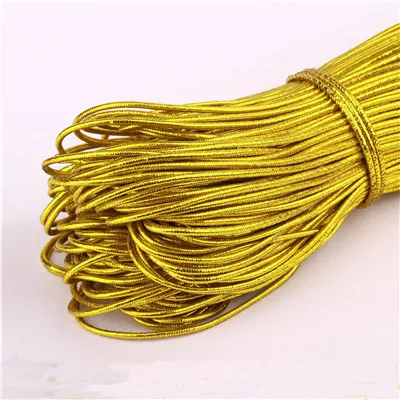 1mm gold 1 мм, 1,5 мм, Золотая Серебряная упаковочная веревка, эластичные шнуры для украшения дома, Рождественский подарок ручной работы, упаковка для рукоделия, 10 лет - Цвет: 1mm gold