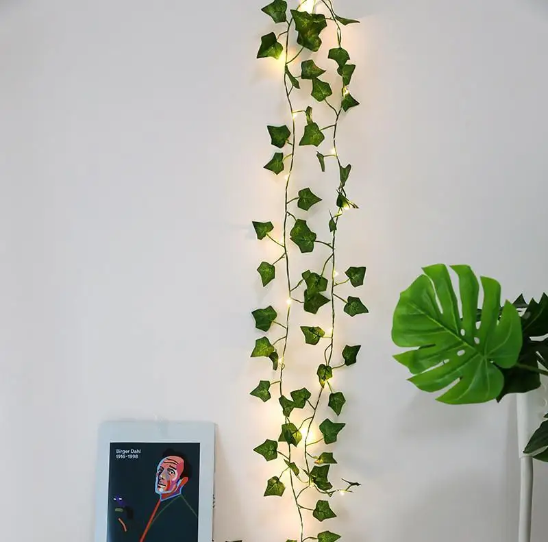 2m Leaf Ivy String Lights Vine Garland Wreath Hanging With lamp Fairy Night Home Wedding Birthday Party Garden Decor Hot | Лампы и