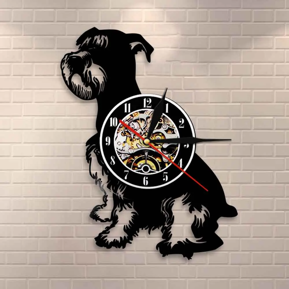 

Mini Schnauzer Dog Canine Wall Clock Giant Schnauzer Dog Breed Vinyl Record Wall Clock Dog Pet Owener Dog Lovers Breeders Gift