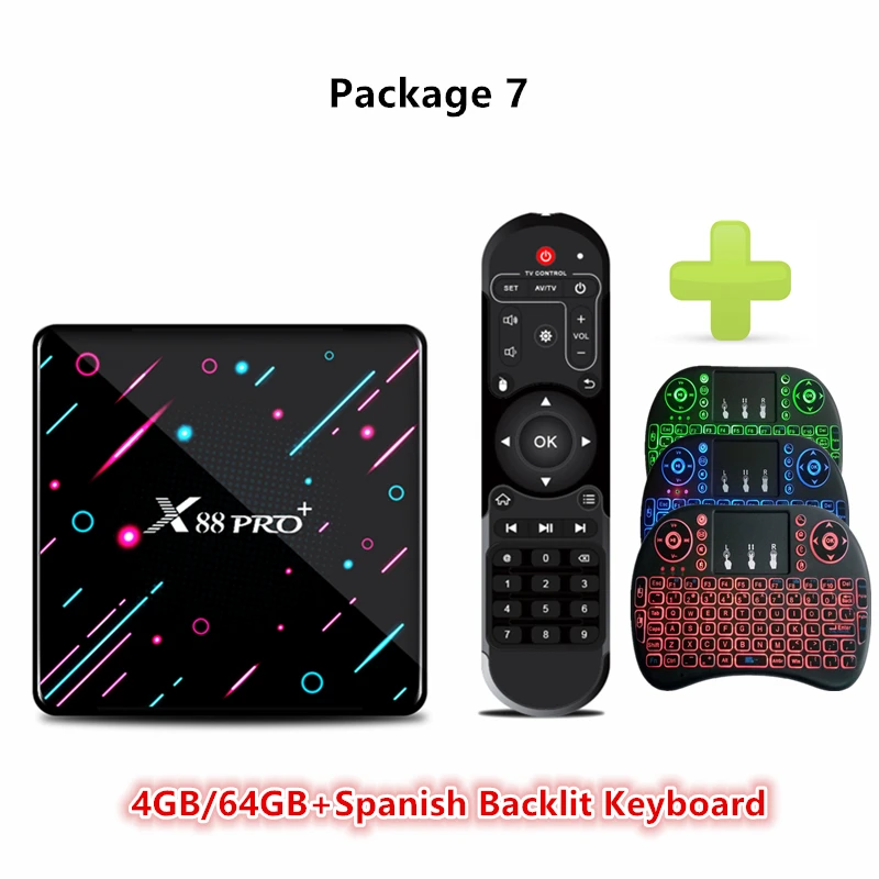 4G 64G ES Backlit HAAYOT Android 9.0 Smart TV Box Rockchip Rk3368 8 core 4G 64G/128G Set Top Box Wifi Tvbox Gamer 4K IPTV Mediaplayer Box X88 Pro - Цвет: 4G 64G ES Backlit
