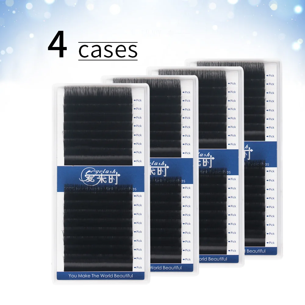 

4 Case All Sizes 16 Rows Eyelash Extension Individual Silk Volume Natural Soft Eyelashes Extensions Fake Cilios Make up Tools
