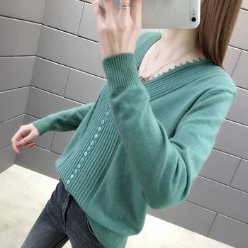 

Room 155076, 2 rows of 4 】 make new V is gotten under pure color button turtleneck sweater 58