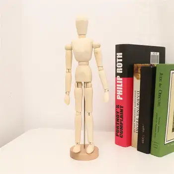 

1Pc Wooden 3D Movable Joint Puppet Ornament Delicate Doll Sketch Model Adornment Wooden Crafts Decoration (12 Inches)