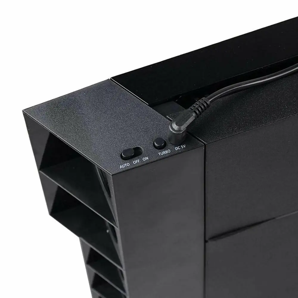 TP4-005 USB Cooling Fan Smart Turbo Temperature Control Black Cooler 5-Fan for Playstation 4 for PS4 Radiation Fan Durable