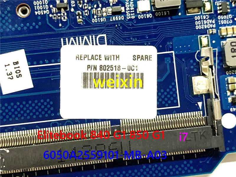 918335-001 918335-601 For HP ZBook 15u G3 840 G3 Laptop Motherboard w/ Intel i7-6500U processor 6050A2892401-MB-A01