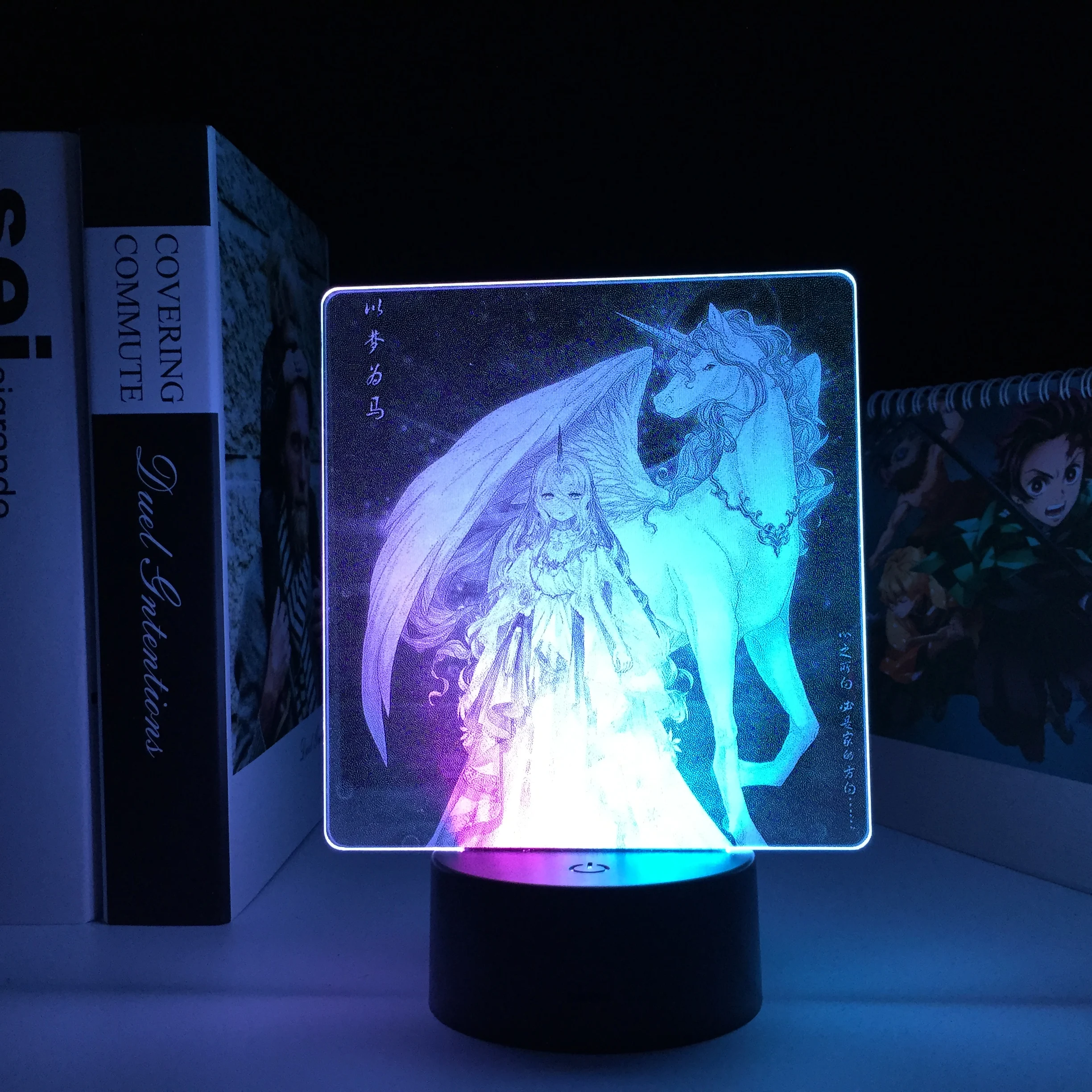 

Anime Maiden and Unicorn 3d LED Colorful Two Tone Night Light for Kid Bedroom Decor Birthday Gift Manga Two Tone Acrylic Lamp
