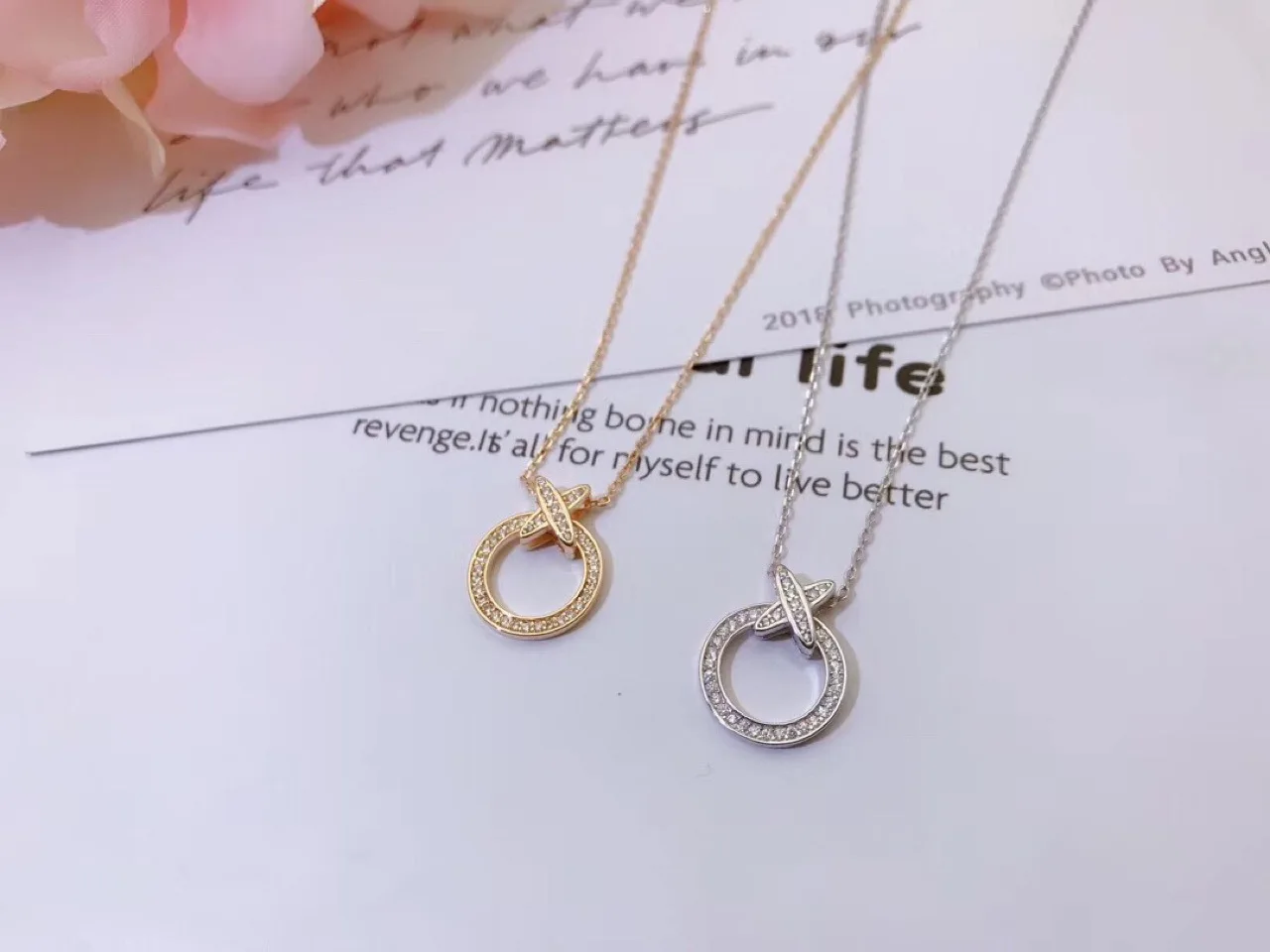 

Douyin Star Celebrity Style Japanese And Korean Style Rose Gold Short Necklace S925 Silver Micro Pave Circle Color Gold Choker W