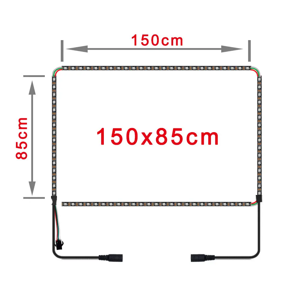 150cm x 85cm Ambilight TV Backlights Flexible LED light Tape Ribbon RGB Color Changeable TV Background Lighting 4K HDTV TV HDMI sources Kit - Испускаемый цвет: 150cm x 85cm