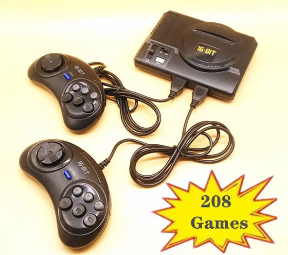 Tanie 2019 New Retro Mini konsola do gier tv wideo dla Sega MegaDrive 16 bitowych gier z 208 różnych wbudowane gry dwa gamepady AV Out