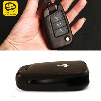

CARMANGO for Volkswagen VW Atlas 2017-2019 T-ROC 2018 Special Accessories High Quality Ebony Key Cover Cap Key Case Chain Holder