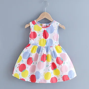 

dresses summer girls dress sleeveless children dress Suspenders Fruit Print Princess cotton kids Dress Outfits летнее платье #5
