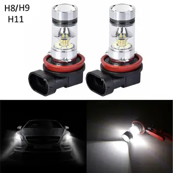 

2PCS H11 H8 H9 Car LED Headlight 6500K 100W Fog Lights Conversion Kit 2000LM LED Lamps/Light Bulbs For Cars High/Low Beam