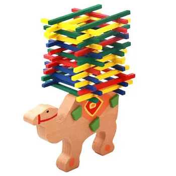 

Baby Educational Blocks Toys Elephant Wooden Sticks Balancing Beech Stack Game Montessori Blocks for Kids Children