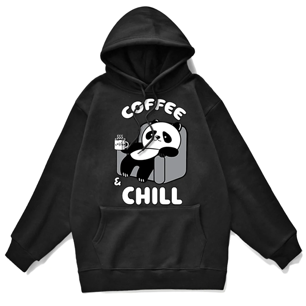 

Pullovers Men Kawaii Panda Drinking Coffee Funny Animal Logo Streetwear Hoodies For Male Funny Cool Hooded Warm Man Hoodie