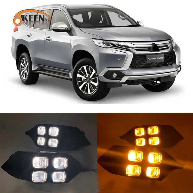 2 шт. Белый Желтый СВЕТОДИОДНЫЙ дневной ходовой светильник DRL для Mitsubishi Pajero Sport 2016