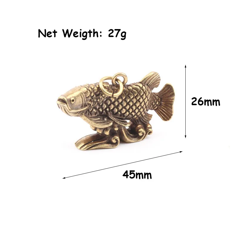 Vinatge медь животное Arowana Lucky фэн-шуй подвески из чистой латуни рыба фигура Орна для мужчин ts брелок для автомобиля кольца Висячие ювелирные изделия