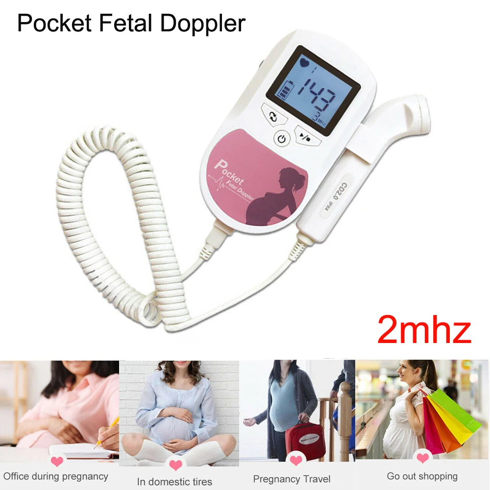 Doppler Fetal de bolsillo para bebé, Detector de latido del corazón,  Monitor de frecuencia cardíaca para embarazadas, 2MHZ, 3MHZ, 8MHZ -  AliExpress