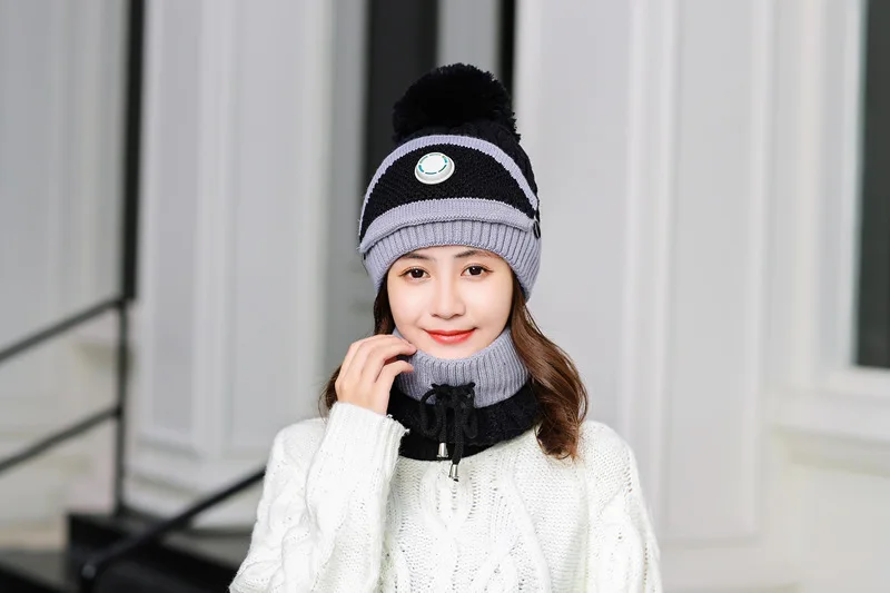 Hat female winter Heating mask neck cap Thickened ear protector knitted cap Korean version riding cap for women/men