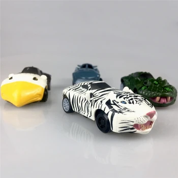 

2Pcs Simulation Animals Model Cute High Quality Vehicle Truck Kid Toy Decoration Mini Wild Tiger Shark Crocodile Car Modelb
