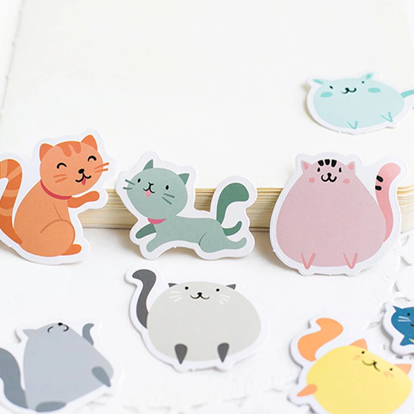 20 упак./лот, с милым рисунком кота украшения клейкой Стикеры s Diy Сплошной Цвет круглый Стикеры wonnyeo Стикеры Скрап Kawaii Стикеры s