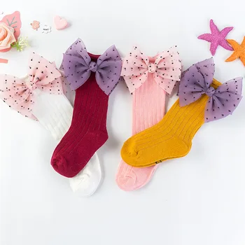 

baby girls socks socks kids bow knee high long tube sock sokken princess infant baby socks calcetines Leg Warmer