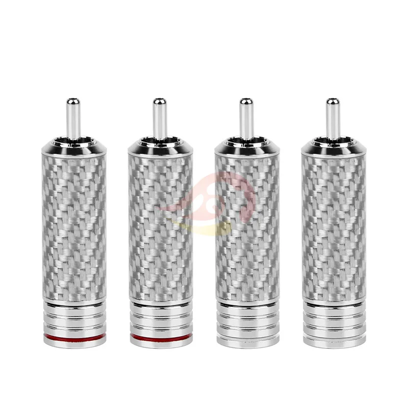 Silver Carbon Fiber Plated Guy RCA Assembly Plug 10 Aperture Silver Carbon Lotus Plug Carbon RCA