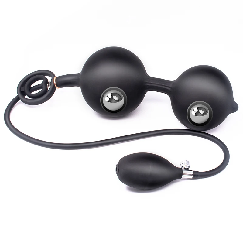 Inflatable Anal Beads With Metal Ball For G spot Stimulator Anal Dilator Big Dildo Anal Plug Sex