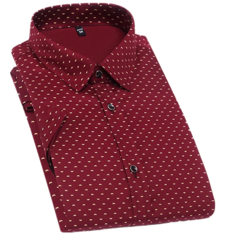 Красный Pop Nice Summer New Fashion Brand Clothing Men Businss Short Sleeve Shirts Polka Dot Slim Fit Shirts Casual Shirts Men M-5XL - Цвет: Красный