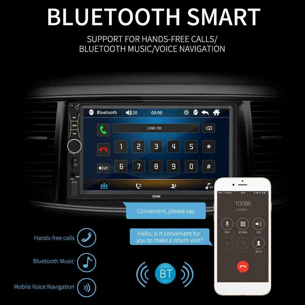 HD " двойной 2 DIN Автомобильный MP5 плеер Bluetooth Сенсорный экран стерео радио USB/AUX FM Авторадио