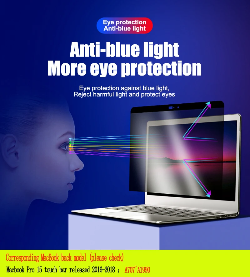 Filtro Privacy Magnetico Anti Spy Pet Screen Pellicola Protettiva Per Macbook Pro15 Pollici Touch Bar 2016 ~ 2018 Rilascio Per A1707 A1990