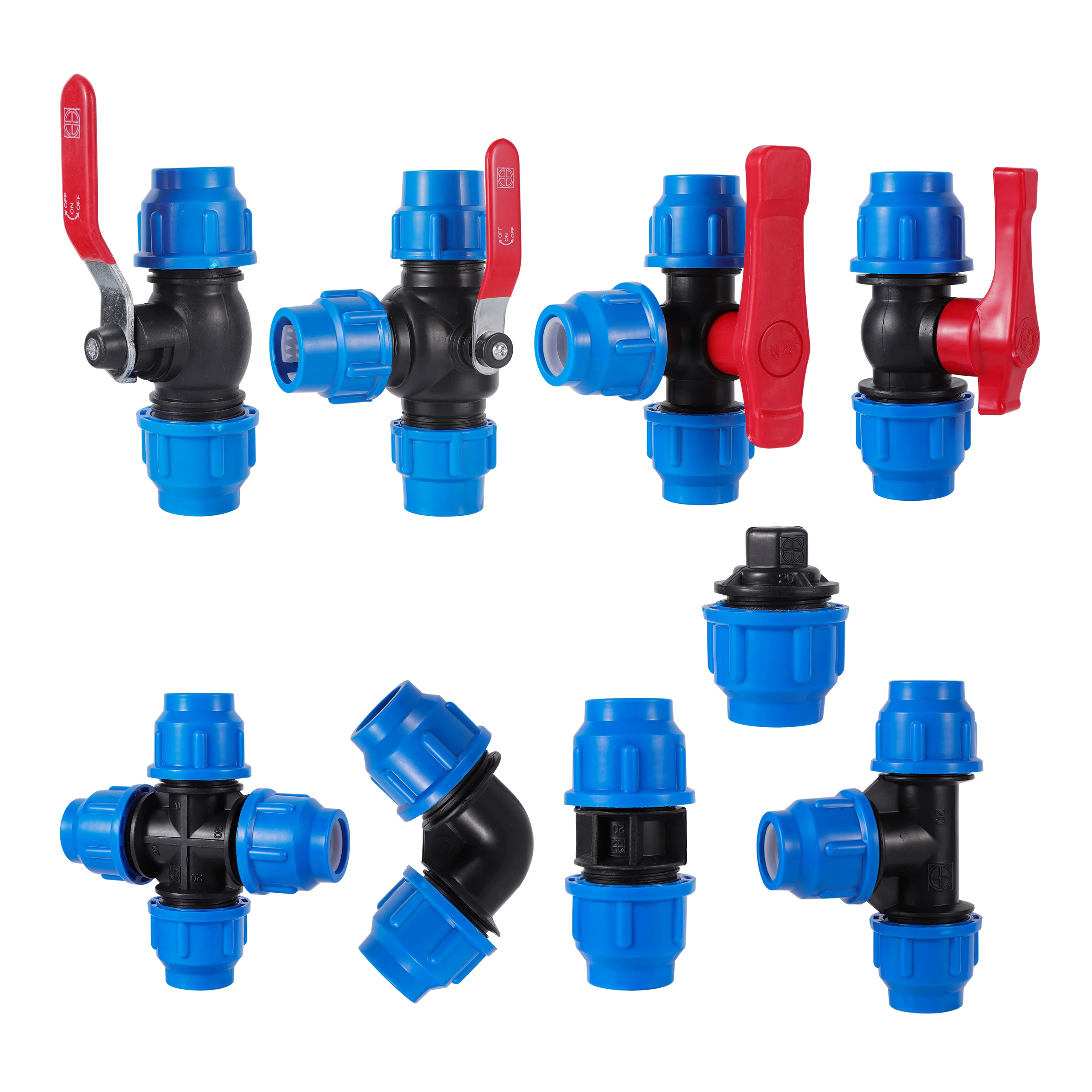 PVC 90° Elbow/End Cap/Ball Valve/Tee Connectors Water Pipe Adapter 20/25/32mm 