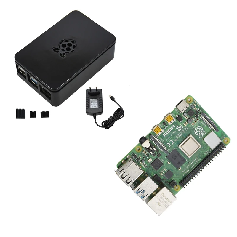 Для Raspberry Pi 4B ABS черный чехол 2G ram DIY Kit с радиатором 5V 3A адаптер питания для Raspberry PI 4 Модель B