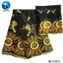 LIULANZHI оранжевый Базен Кружева Вышивка Базен хлопок ткань с камнями высокое качество riche getzner 5+ 2 ярдов ML47B54