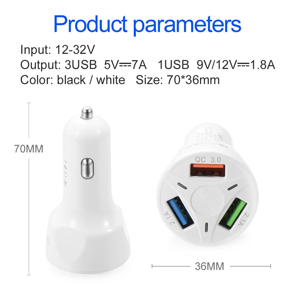 3-Порты и разъёмы USB Портативный быстрое автомобильное Зарядное устройство адаптер светодиодный Дисплей QC 3,0 Auto быструю зарядку аксессуары для iPhone samsung iPad