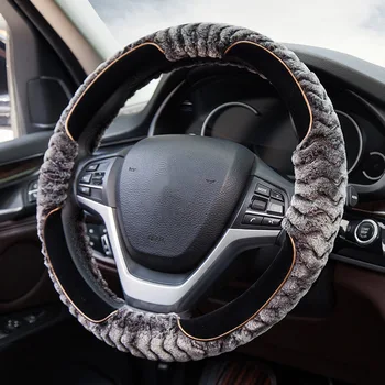 

Plush Steering Wheel Cover Winter Handle cover anti-skid Warm Car Short Plush grip cover Car Accessories For Kia lada
