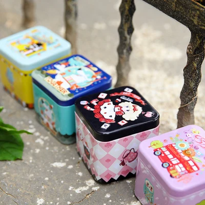 

10Pc Cartoon Mermaid Tin Box 7.5*7.5*6.5cm Candy Sugar Pill Packing Box Mini Monroe Pattern Metal Storage Container Gift