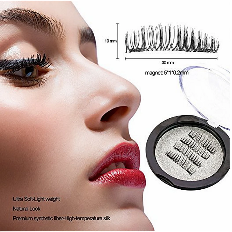 

CLOTHOBEAUTY Magnetic Eyelashes with 2 Magnets,Handmade No Glue Full Eye Natural Soft Reusable 3D False Eyelashes for Makeup