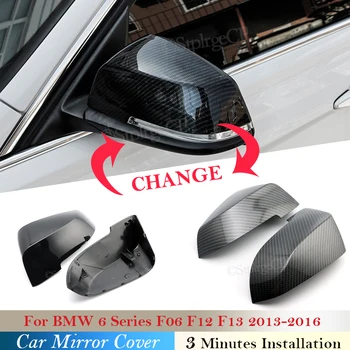 

Side Wing Mirror Cover Caps For BMW 6 Series F06 F12 F13 2013-2016 RearView Mirror Case Cover Carbon fiber pattern Black Cover