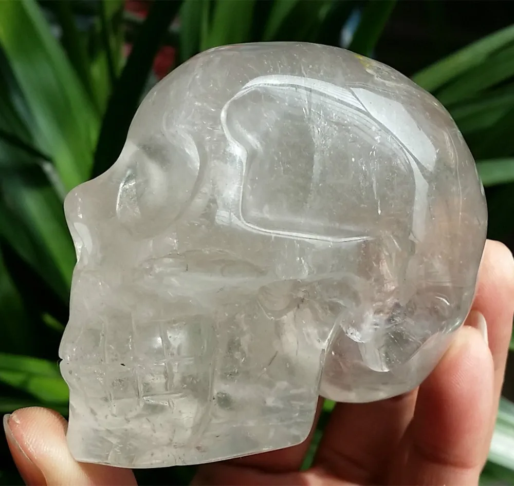 zhx afa880360+Natural Clear Quartz Crystal Skull Healing From China H065
