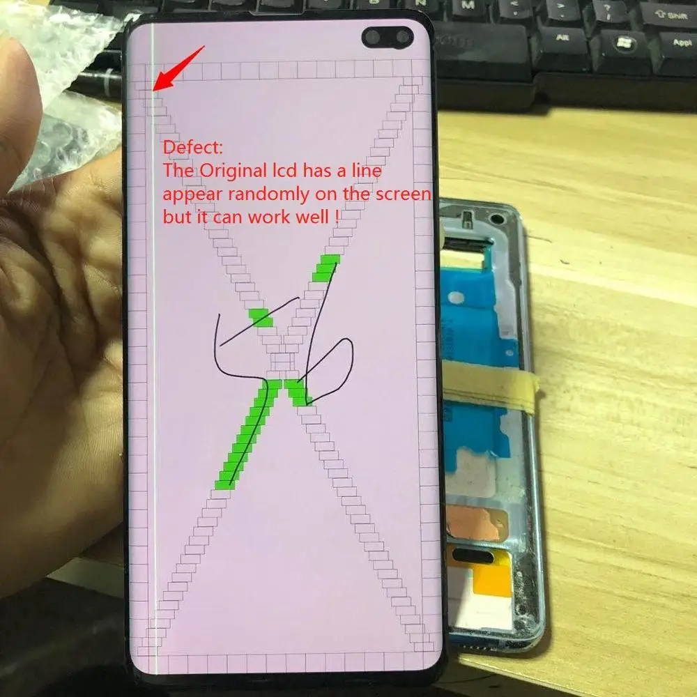 ЖК дисплей и сенсорный экран для Samsung Galaxy S10 Plus G975F + S10PLUS G975U дигитайзер с линейной
